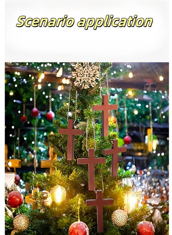 bepisof 50pcs Mini Wooden Cross, Mini Cross Brown Small Wooden Crosses for Crafts,Cross Pendants,Small Ornament for Crafts Christian Baptism Easter First Communion Rosary - Image 5